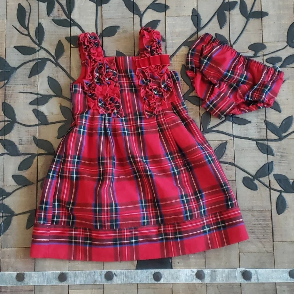 The Children's Place Red Plaid Christmas Dress 4T